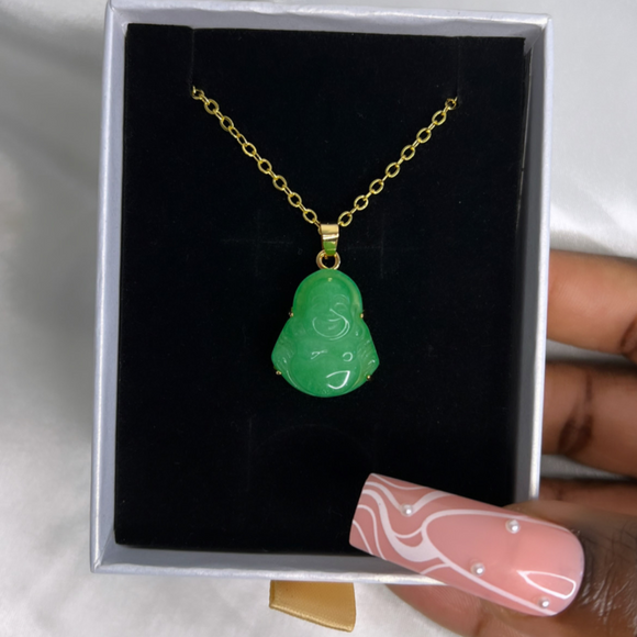 Mini jade buddha deals necklace