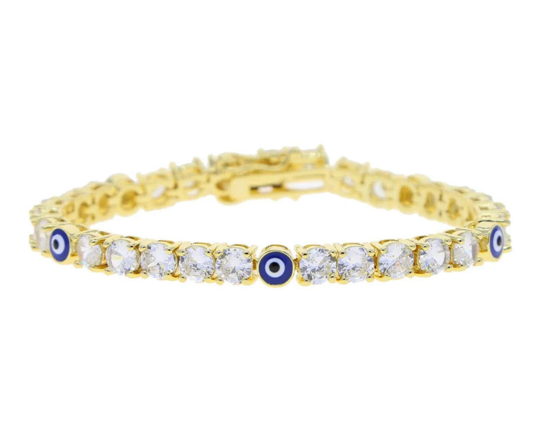 Blue Evil Eye Bracelet - Gold