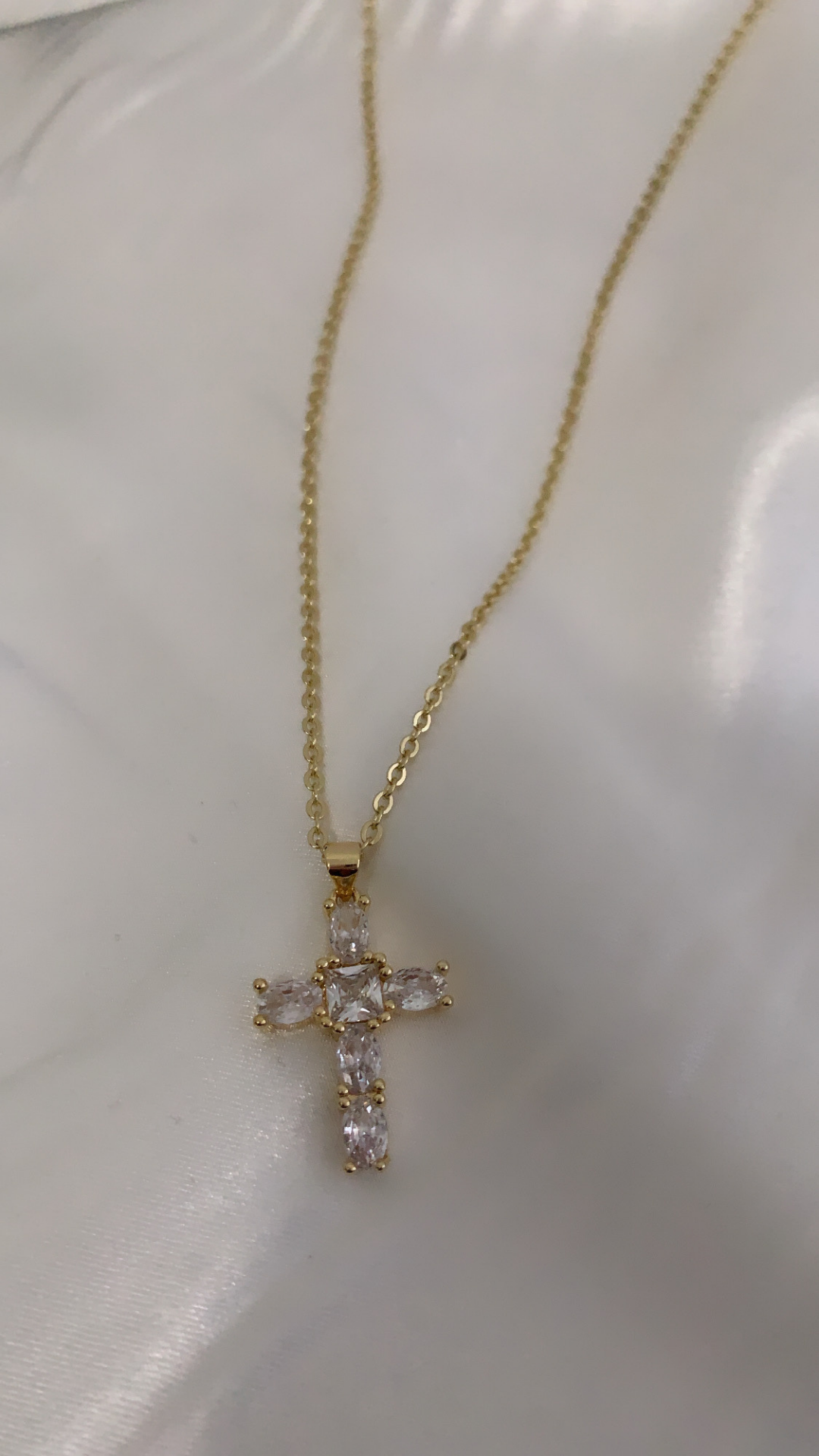 Dainty Diamond Cross Necklace - Gold Filled