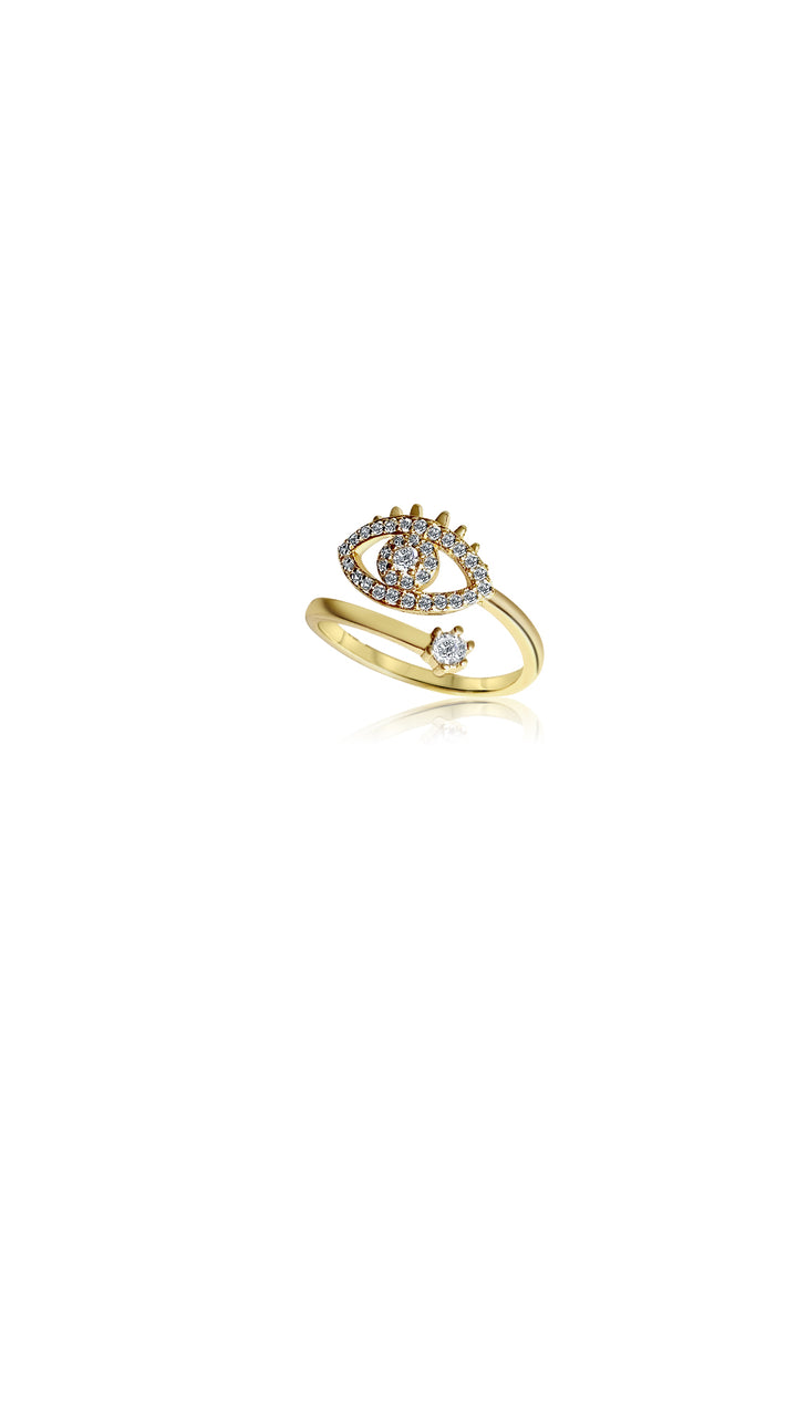 Dainty Evil Eye Ring - Gold Filled