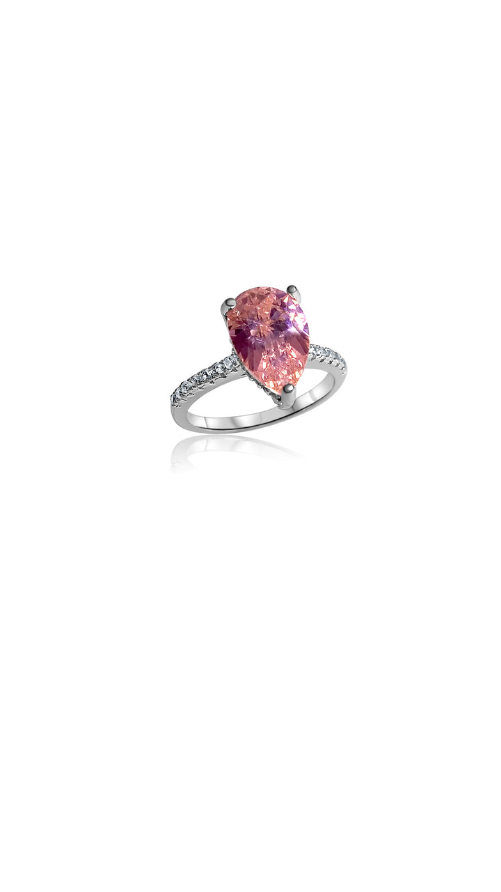 Nina Diamond Ring - Pink Silver