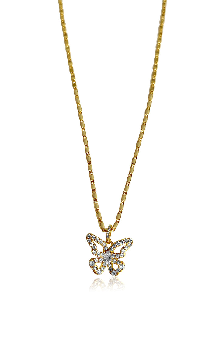Diamond Butterfly Necklace - Gold Filled