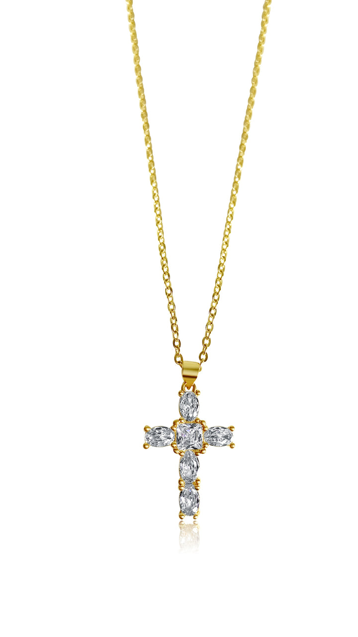 Dainty Diamond Cross Necklace - Gold Filled