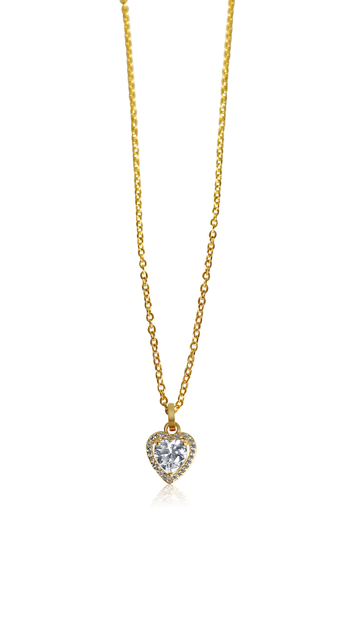 Dainty Crystal Heart Necklace - Gold Filled